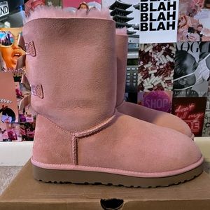 Authentic UGG Pink Striped Bailey Bows Size 10